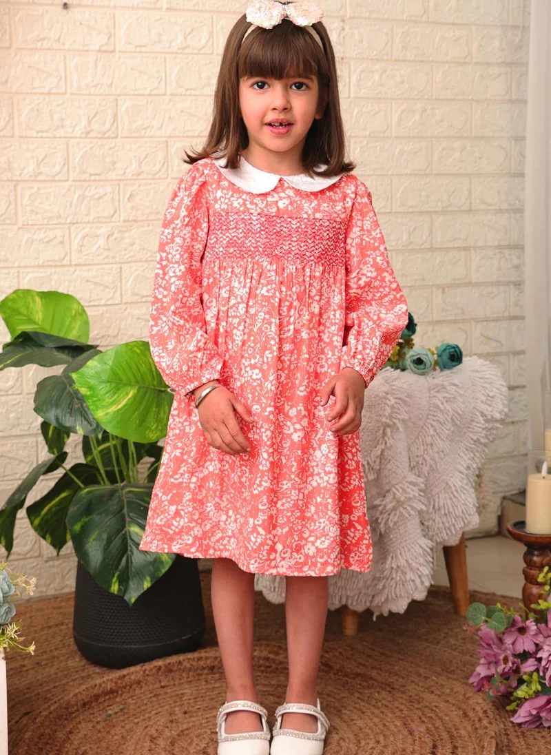 نوتيناتي فستان بناتي قطن % بطبعات زهور شاملة وياقة بيتر بان